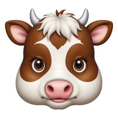 simple cute cow face, animal eyes, not person eyes sticker