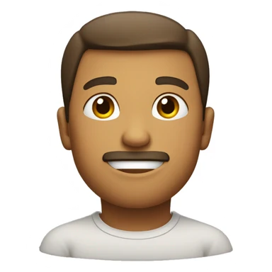 Crossed arms under the face, smiling, furrowed brows, slightly raised face sticker