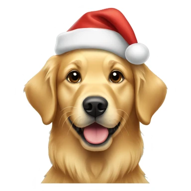 golden retriever with christmas hat  sticker