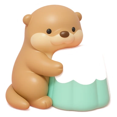 otter hugging pastel jelly cake in vinyl figure style sticker