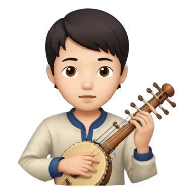 asian boy playing instrument sticker