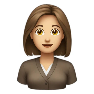 receptionist desk brown hair brown shirt sticker