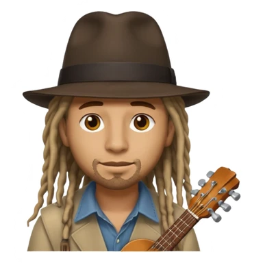 Musician with dreadlocks and fedora sticker