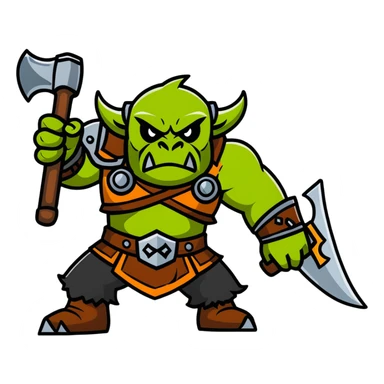 Ork warrior with battle axe sticker
