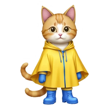 Cat wearing rain poncho and boots sticker