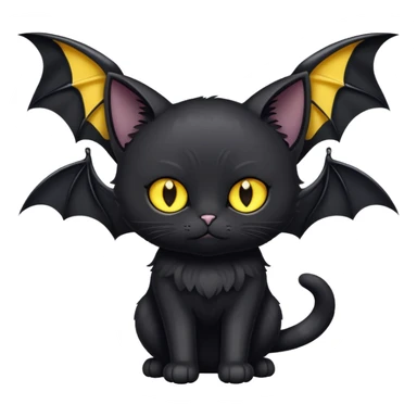 Black cat with yellow eyes with bat wings sticker