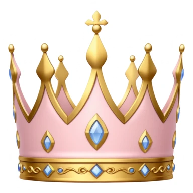 A luxurious light pink crown with golden accents and elegant details, featuring a prominent empty space  sticker