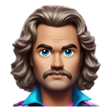 Synthwave Jack Black in Barbie style, oil paint, epic eyes, intricate lips, exquisite pose, beautiful, desirable, logical sticker