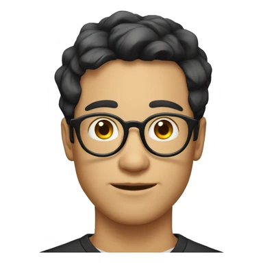 fair male face with round spectacles black hair sticker