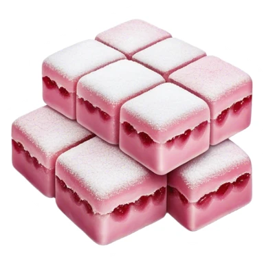 Cinematic Realistic Turkish Delight Dessert Emoji, featuring delicate, chewy confections dusted with powdered sugar rendered with vibrant textures and soft, inviting lighting. sticker