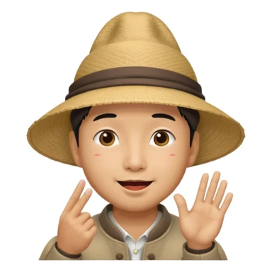 asian man in asian hat blowing a kiss sticker