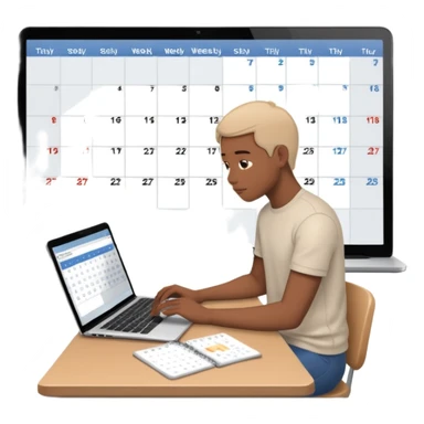 weekly calendar next to person working with unadjusting it with laptop sticker