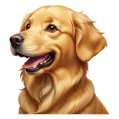 Cinematic Comical Golden Retriever Portrait Emoji, Head tilted dramatically with an exaggeratedly amused expression, featuring a vibrant golden coat with a lively sheen, wide, expressive brown eyes filled with playful disbelief, Simplified yet hilariously expressive features, highly detailed, glowing with a slightly sassy glow, high shine, dramatic yet playful, stylized with an air of cheeky mischief, bright and endearing, soft glowing outline, capturing the essence of a spirited and over-the-top companion, so meme-worthy it feels like it could side-eye its way into internet fame instantly! sticker
