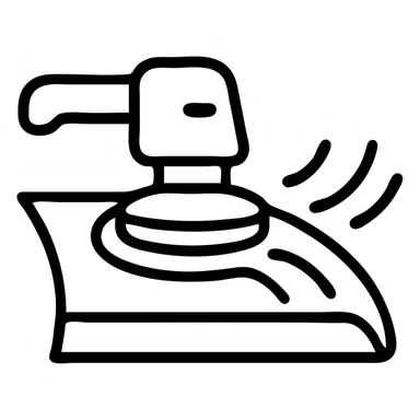 outlined icon of a polishing machine on a glossy black hood, metallic details, soft waves of shine, clean lines, modern and simple sticker