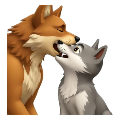 wolf kisses squirrel sticker