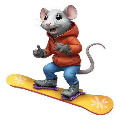 Rat on a snowboard sticker