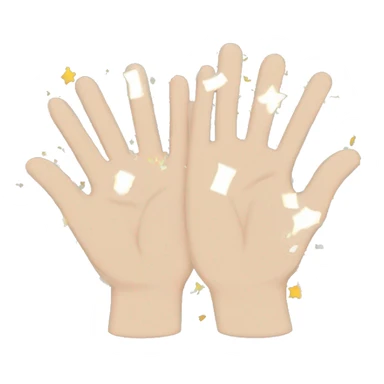 Clapping two white hands and a little confetti sticker