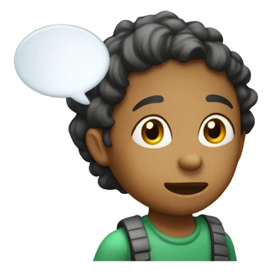 talking child with speech bubble near sticker