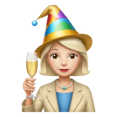 party hatted old girl sticker