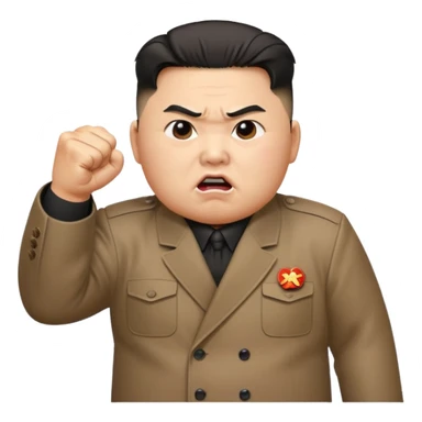 Kim Jong Un from North Korea with angry pout on face and shaking fist sticker
