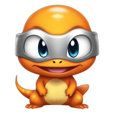 Charmander pokémon heureux avec un coeur sticker