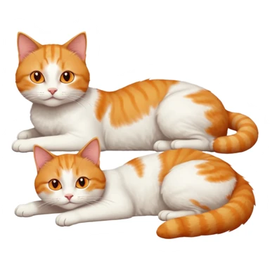 ginger and white cat with orange eyes doing a big extremely long stretch reaching up into the air with arms and legs side by side together straight and overextended whilst lying on its side sticker