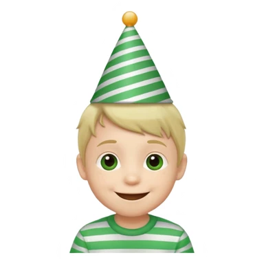 a little boy with birthday hat, striped green shirt















 sticker