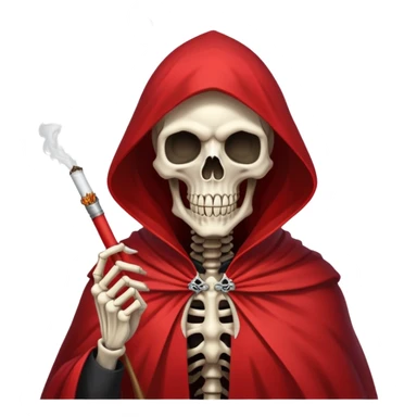 demonic grim reaper in red cape smoking weed sticker