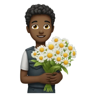 boy give flowers sticker
