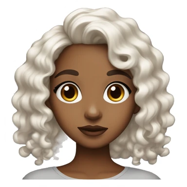 Cute girl with two toned lips curly hair brown skin eyebrows and big eyes  sticker