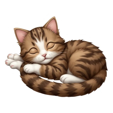 dark brown tabby and white kitten sleeping on its back sticker