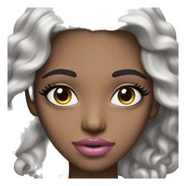 long lashes and grey eyes, very light, pink lips sticker