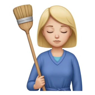 Sleeping Mom holding broom sticker