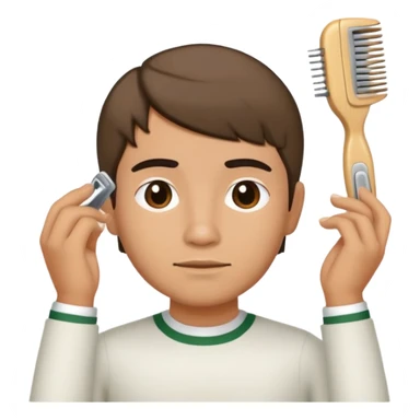 mexican person with a edgar haircut fixing hair sticker