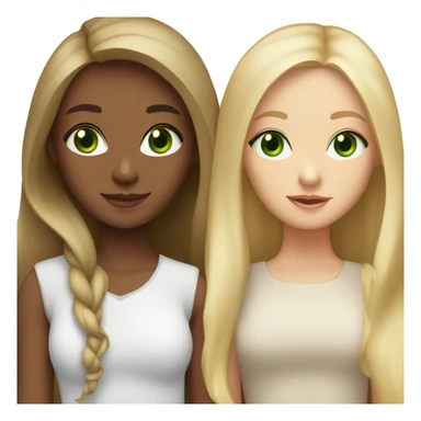 two besties with straight hair, one blonde with green eyes and one brunette with brown eyes  sticker