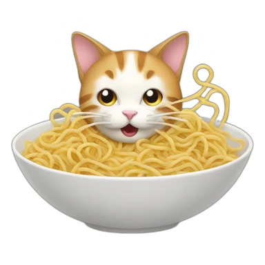 Cat eating noodles sticker