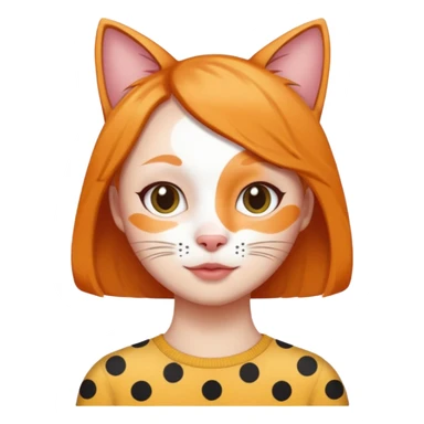 polka dots human body and cat face sticker