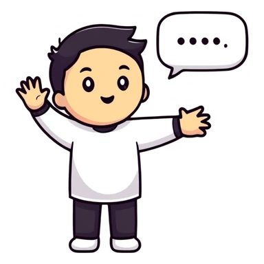 cartoon character asking for more with speech bubble sticker