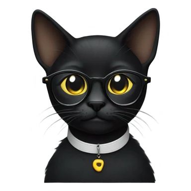 A black cat with glasses and a pin-shaped earring in his left ear. sticker