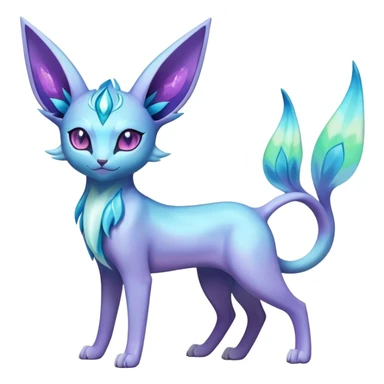 Colorful Iridescent Exotic Espeon-Aurorus-Glaceon-Fakémon-hybrid-creature (full body)  sticker