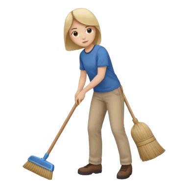 sweeping the floor with a broom sticker