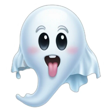 a funny little ghost who sticks out his tongue sticker
