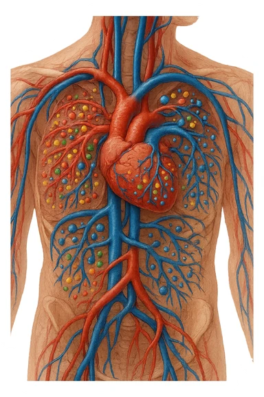 immagine realistica prendendo spunto da questa Nutrienti veicolati nel corpo sticker