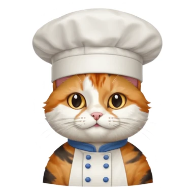 fluffy chef cat wearing a tall white chef hat sticker