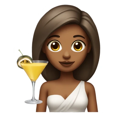 Brow haired girl holding a passionfruit Martini  sticker