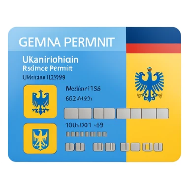 German residence permit card with Ukrainian colors sticker