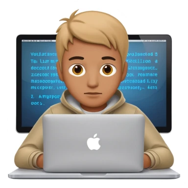 A developer writing code on his macbook sticker