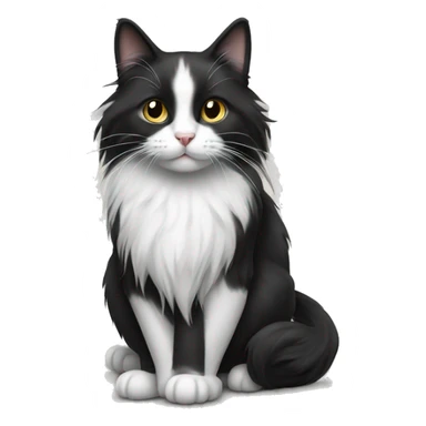 black and white cat long haired sticker
