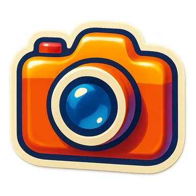 single camera symbol, cartoon style sticker, simple and clear, no text sticker