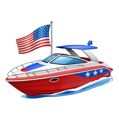 Sport water boat with American flag sticker